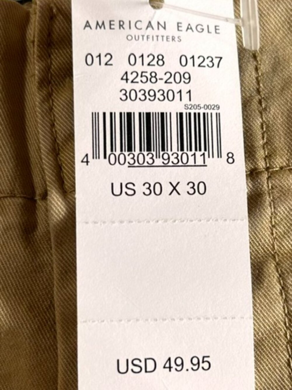 American Eagle Khaki Next Level Flex Slim Straight Men's Size 30x30 Pants NWT - Picture 8 of 12